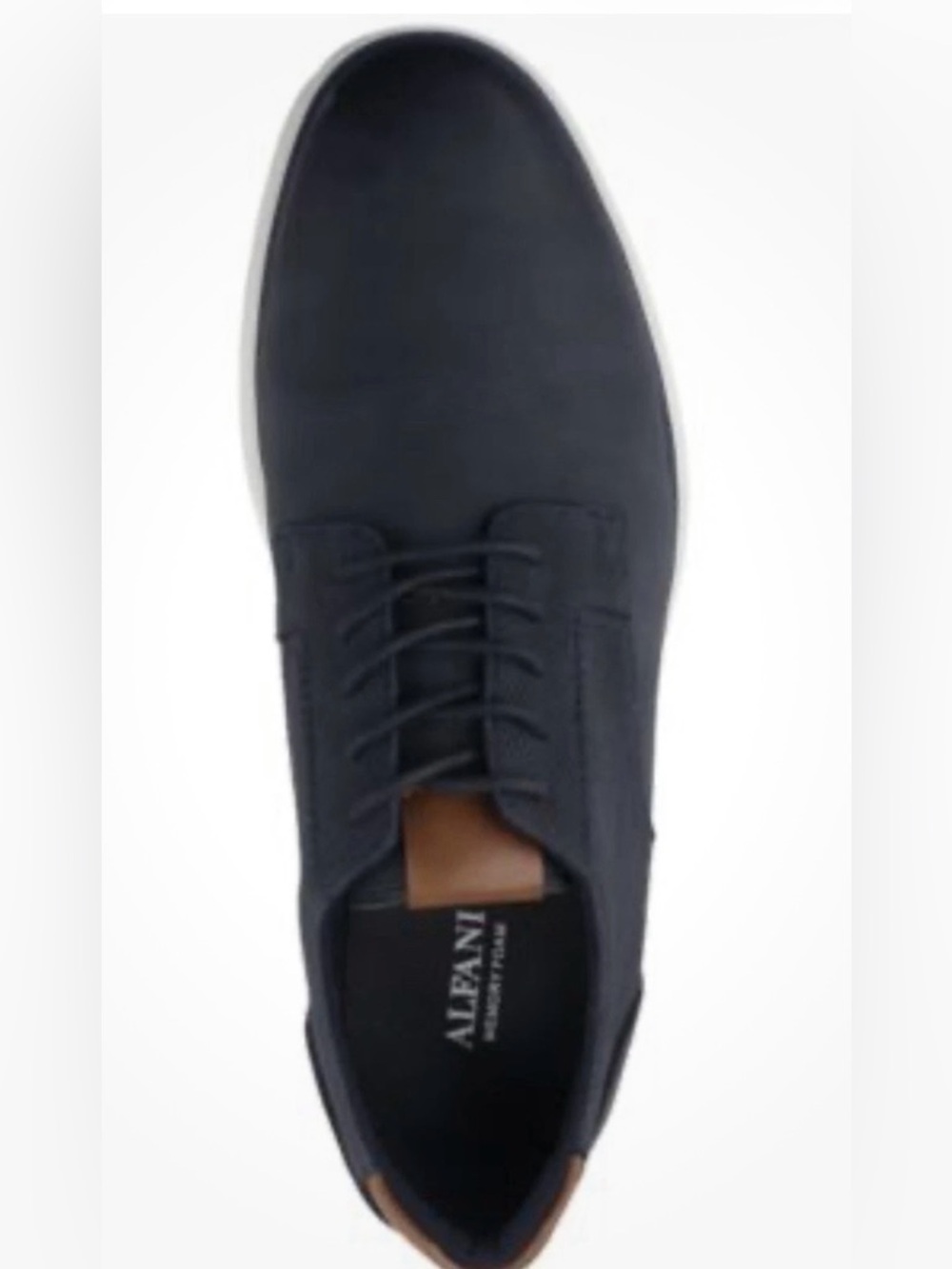 Alfani Men's Navy Lace-Up Derby with Tan Heel Accent
